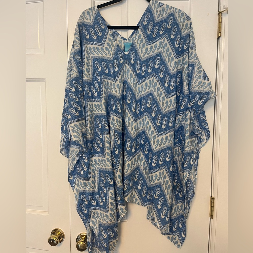 J. McLaughlin Blue and White Cover Up- size M